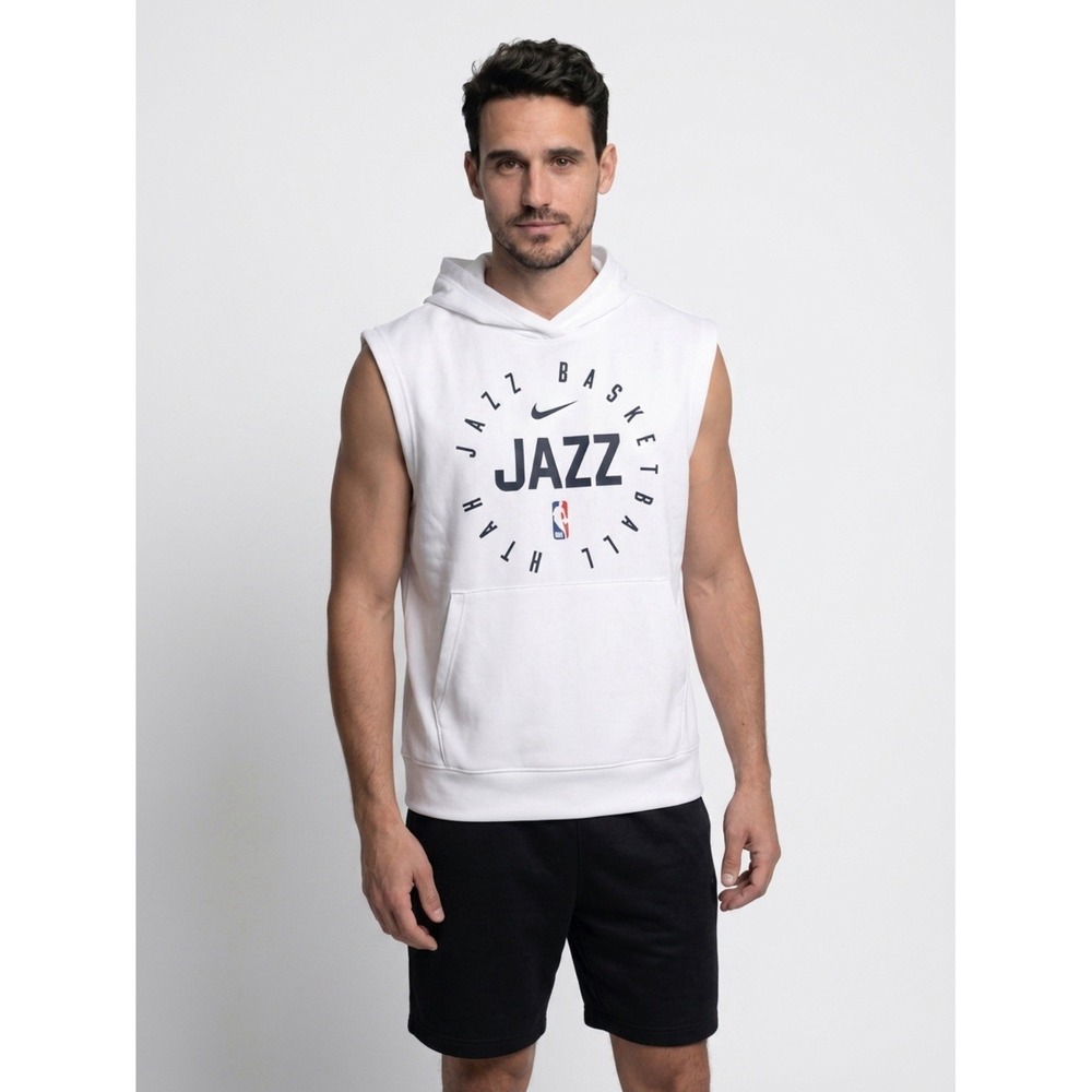 Utah Jazz Hoodie Mens M White NBA Basketball Nike Dri Fit Sleeveless